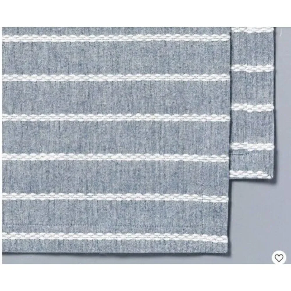 Hearth & Hand™ with Magnolia Blue Stripe Table Runner Dobby Woven Faded Blue New